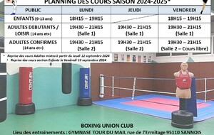 INFOS REPRISE DES COURS SAISON 2024-2025 !