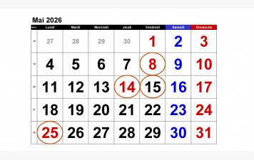 JOURS FERIÉS MOIS DE MAI 2026